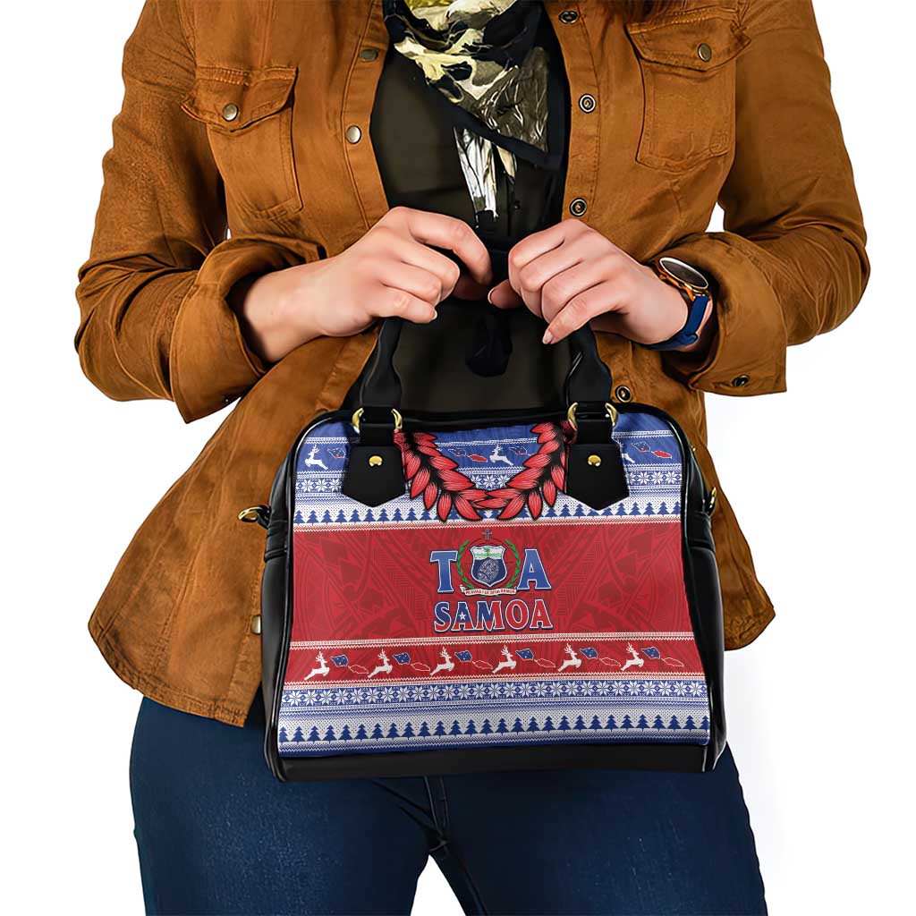 Toa Samoa Rugby Christmas Shoulder Handbag Ula Fala Samoan Pattern Red - Polynesian Pride