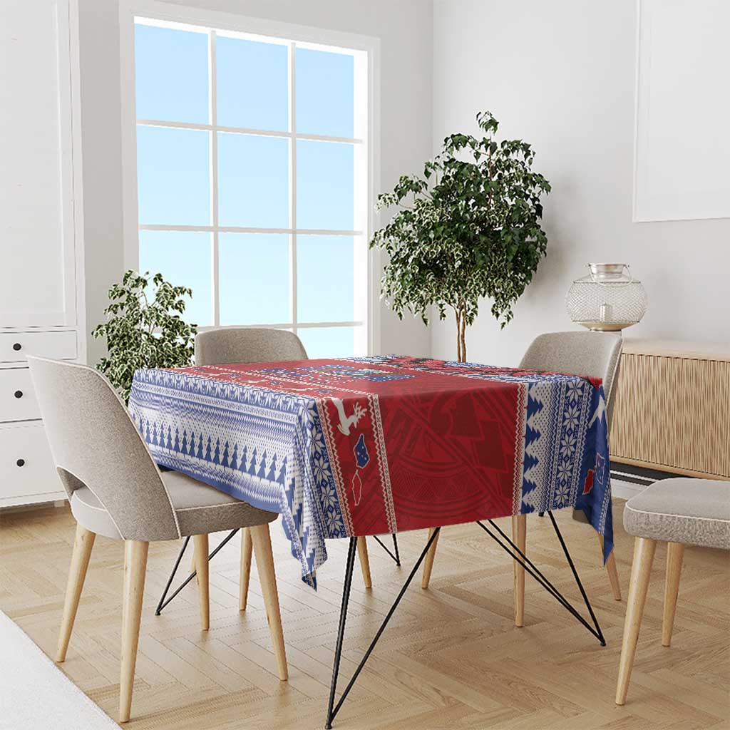 Toa Samoa Rugby Christmas Tablecloth Ula Fala Samoan Pattern Red - Polynesian Pride