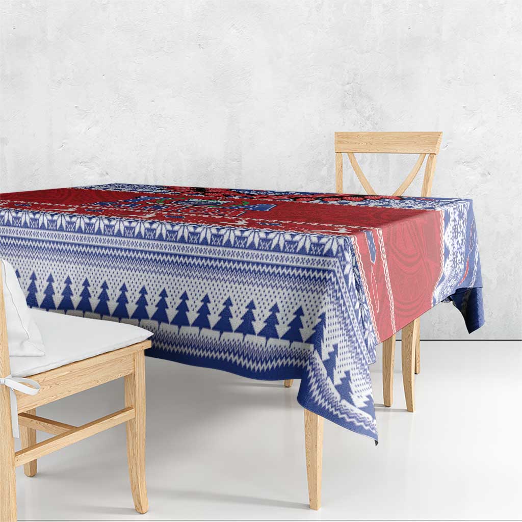 Toa Samoa Rugby Christmas Tablecloth Ula Fala Samoan Pattern Red - Polynesian Pride