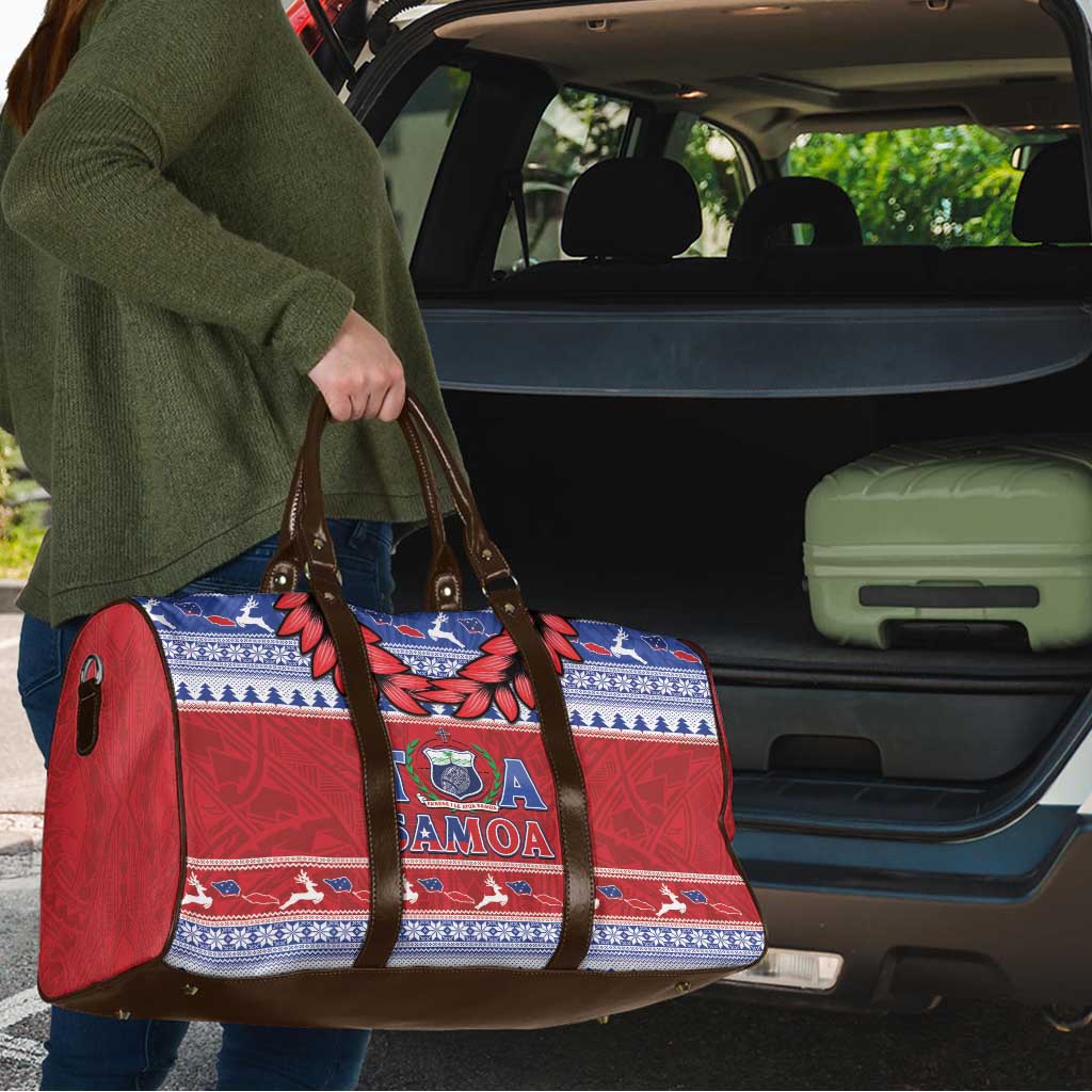 Toa Samoa Rugby Christmas Travel Bag Ula Fala Samoan Pattern Red - Polynesian Pride