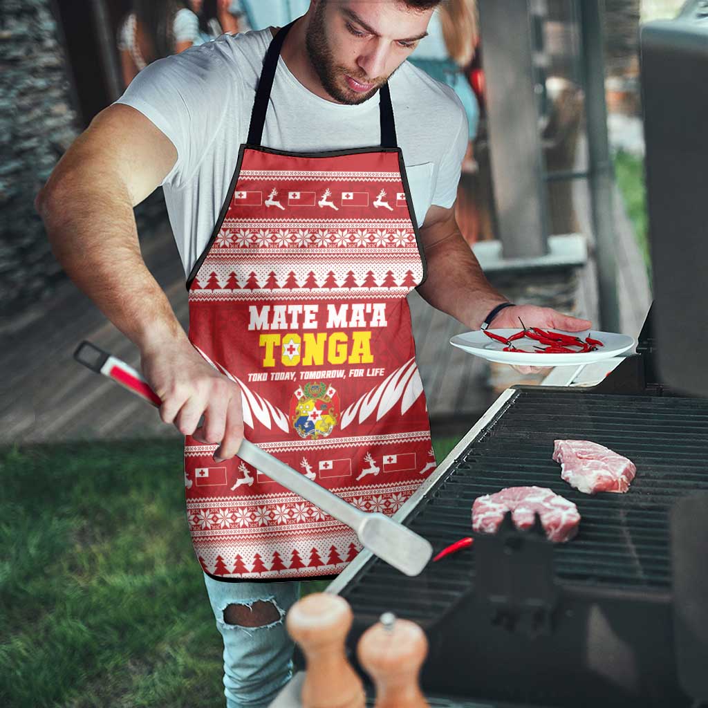 Tonga Rugby Christmas Apron Mate Maa Tonga Ngatu Pattern - Polynesian Pride