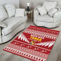 Tonga Rugby Christmas Area Rug Mate Maa Tonga Ngatu Pattern - Polynesian Pride