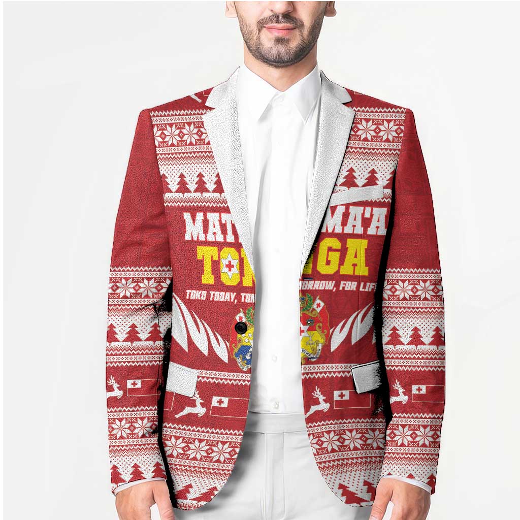 Personalised Tonga Rugby Christmas Blazer Mate Maa Tonga Ngatu Pattern - Polynesian Pride