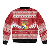 Personalised Tonga Rugby Christmas Bomber Jacket Mate Maa Tonga Ngatu Pattern - Polynesian Pride