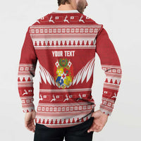Personalised Tonga Rugby Christmas Button Sweatshirt Mate Maa Tonga Ngatu Pattern - Polynesian Pride