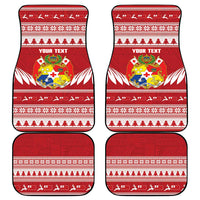 Personalised Tonga Rugby Christmas Car Mats Mate Maa Tonga Ngatu Pattern - Polynesian Pride