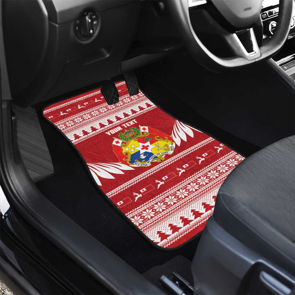 Personalised Tonga Rugby Christmas Car Mats Mate Maa Tonga Ngatu Pattern - Polynesian Pride