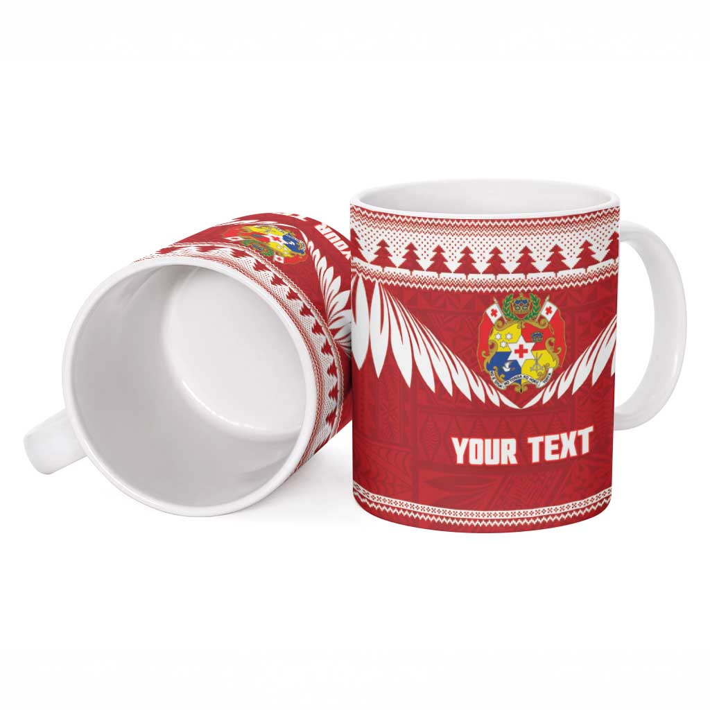 Personalised Tonga Rugby Christmas Ceramic Mug Mate Maa Tonga Ngatu Pattern - Polynesian Pride
