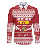 Personalised Tonga Rugby Christmas Family Matching Long Sleeve Bodycon Dress and Hawaiian Shirt Mate Maa Tonga Ngatu Pattern - Polynesian Pride