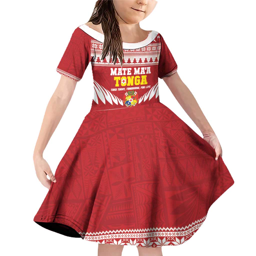 Personalised Tonga Rugby Christmas Family Matching Off Shoulder Short Dress and Hawaiian Shirt Mate Maa Tonga Ngatu Pattern - Polynesian Pride