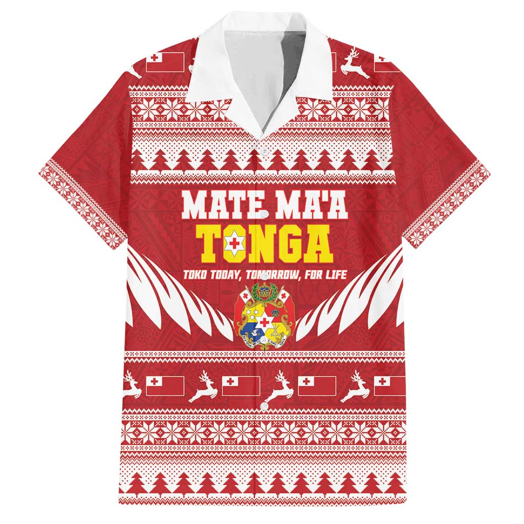 Personalised Tonga Rugby Christmas Family Matching Off Shoulder Short Dress and Hawaiian Shirt Mate Maa Tonga Ngatu Pattern - Polynesian Pride