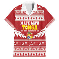 Personalised Tonga Rugby Christmas Family Matching Off Shoulder Short Dress and Hawaiian Shirt Mate Maa Tonga Ngatu Pattern - Polynesian Pride