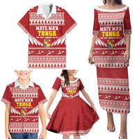Personalised Tonga Rugby Christmas Family Matching Puletasi and Hawaiian Shirt Mate Maa Tonga Ngatu Pattern - Polynesian Pride