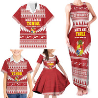 Personalised Tonga Rugby Christmas Family Matching Tank Maxi Dress and Hawaiian Shirt Mate Maa Tonga Ngatu Pattern - Polynesian Pride