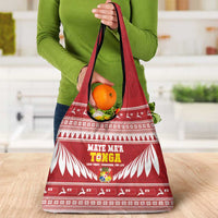 Tonga Rugby Christmas Grocery Bag Mate Maa Tonga Ngatu Pattern - Polynesian Pride
