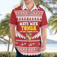 Personalised Tonga Rugby Christmas Hawaiian Shirt Mate Maa Tonga Ngatu Pattern - Polynesian Pride