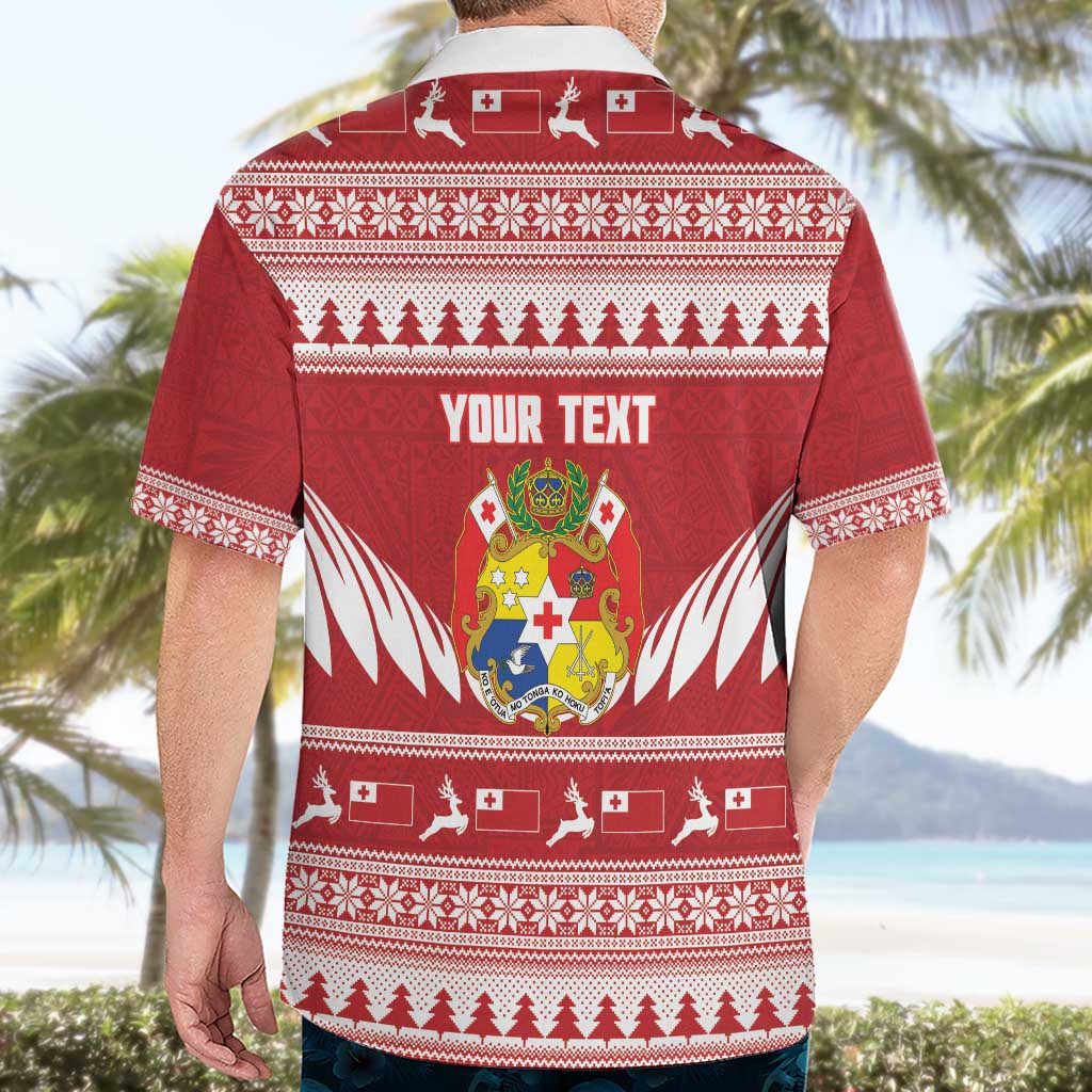 Personalised Tonga Rugby Christmas Hawaiian Shirt Mate Maa Tonga Ngatu Pattern - Polynesian Pride