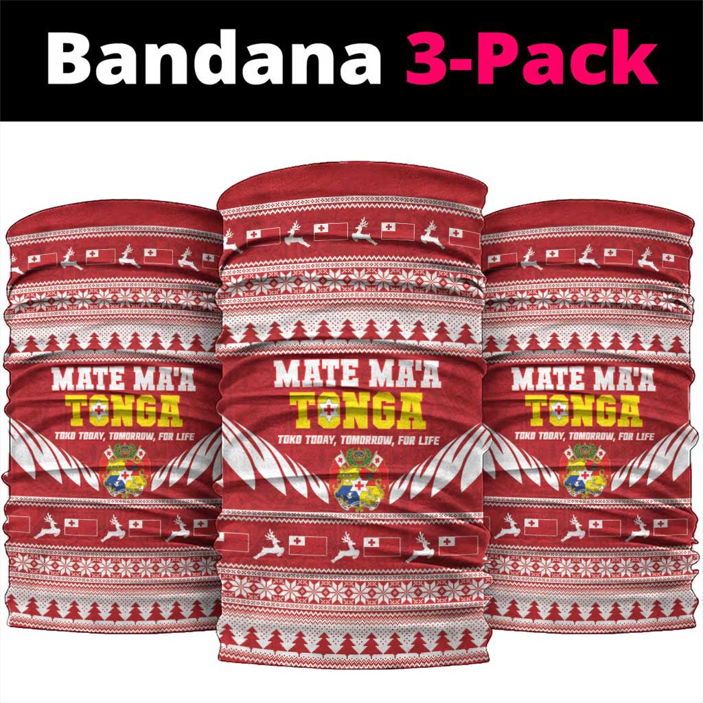 Tonga Rugby Christmas Neck Gaiter Mate Maa Tonga Ngatu Pattern - Polynesian Pride