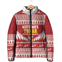 Personalised Tonga Rugby Christmas Padded Jacket Mate Maa Tonga Ngatu Pattern - Polynesian Pride
