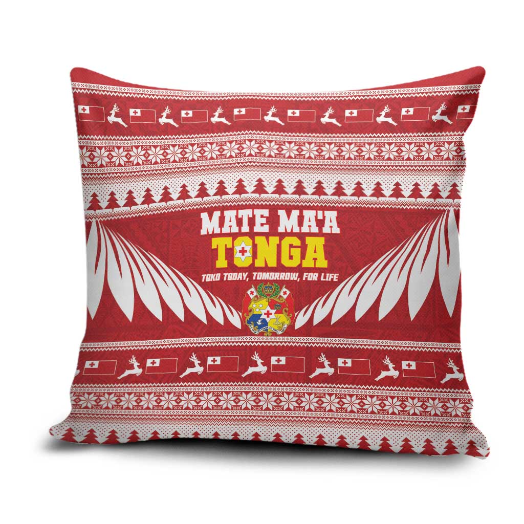 Tonga Rugby Christmas Pillow Cover Mate Maa Tonga Ngatu Pattern - Polynesian Pride