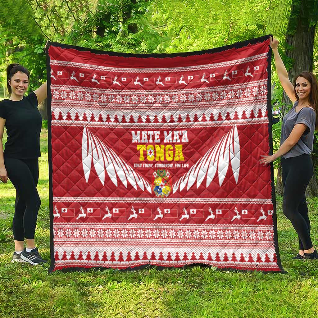 Tonga Rugby Christmas Quilt Mate Maa Tonga Ngatu Pattern - Polynesian Pride