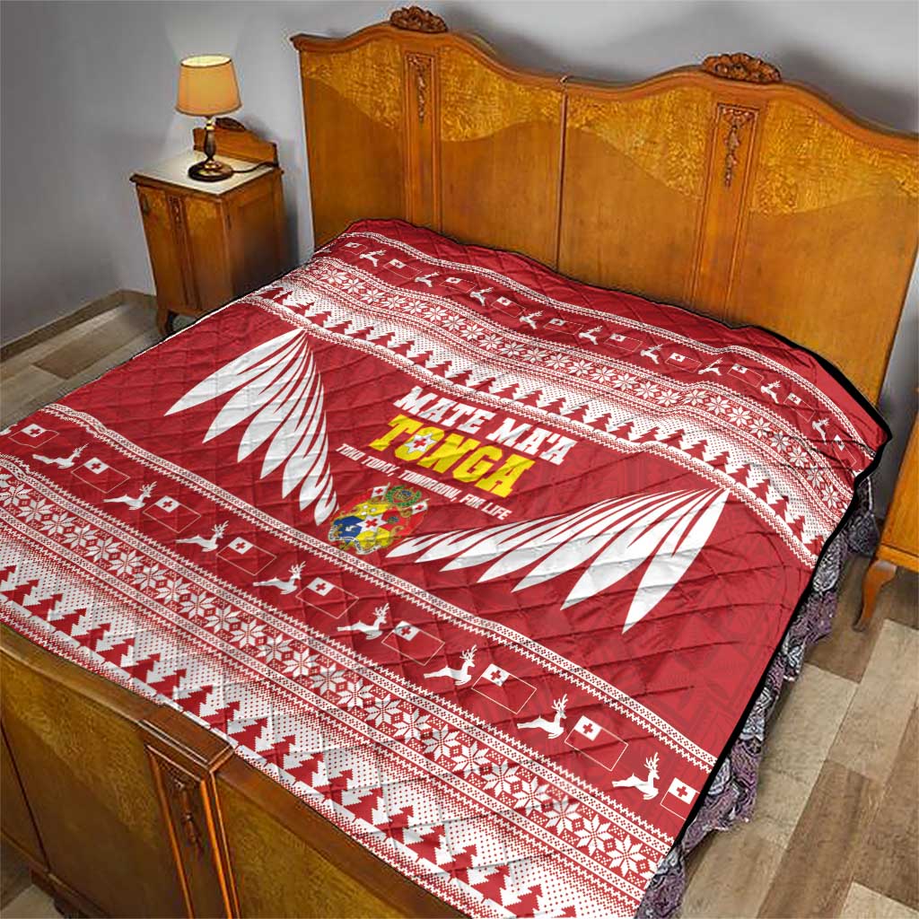 Tonga Rugby Christmas Quilt Mate Maa Tonga Ngatu Pattern - Polynesian Pride
