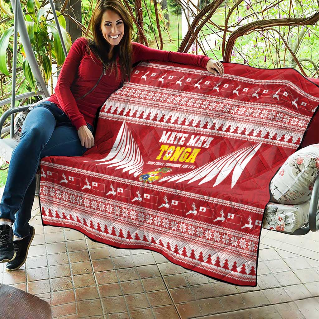 Tonga Rugby Christmas Quilt Mate Maa Tonga Ngatu Pattern - Polynesian Pride