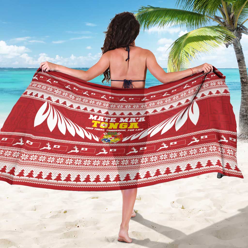 Tonga Rugby Christmas Sarong Mate Maa Tonga Ngatu Pattern - Polynesian Pride