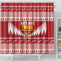 Tonga Rugby Christmas Shower Curtain Mate Maa Tonga Ngatu Pattern - Polynesian Pride