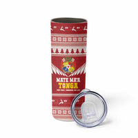 Personalised Tonga Rugby Christmas Skinny Tumbler Mate Maa Tonga Ngatu Pattern - Polynesian Pride