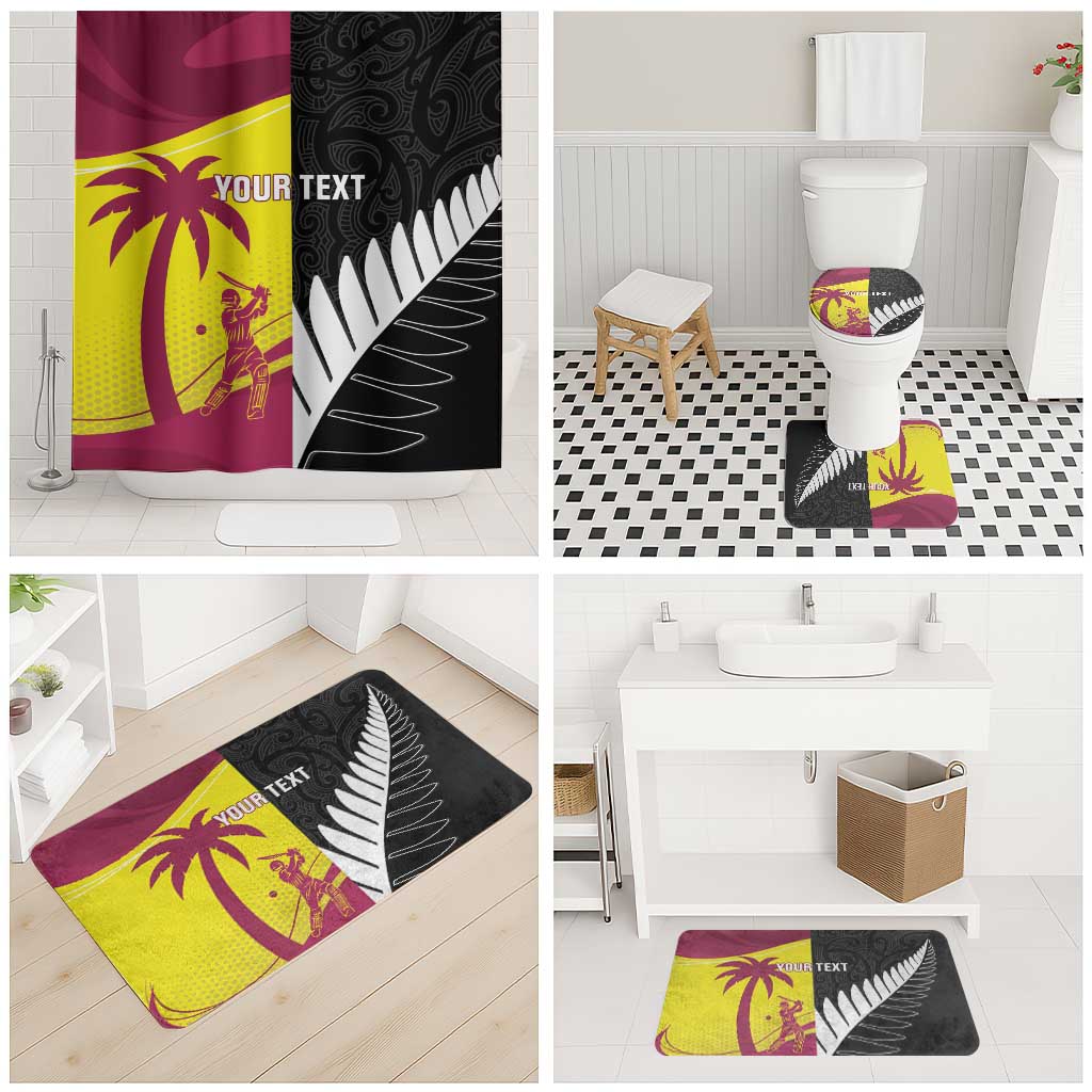 New Zealand and West Indies Cricket Custom Bathroom Set Black Cap Windies Together - Polynesian Pride