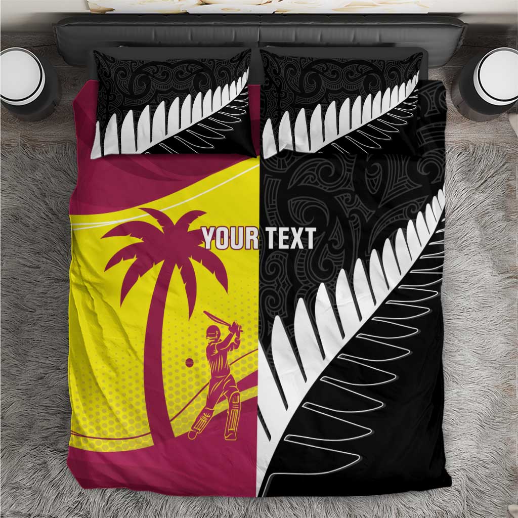 New Zealand and West Indies Cricket Custom Bedding Set Black Cap Windies Together - Polynesian Pride
