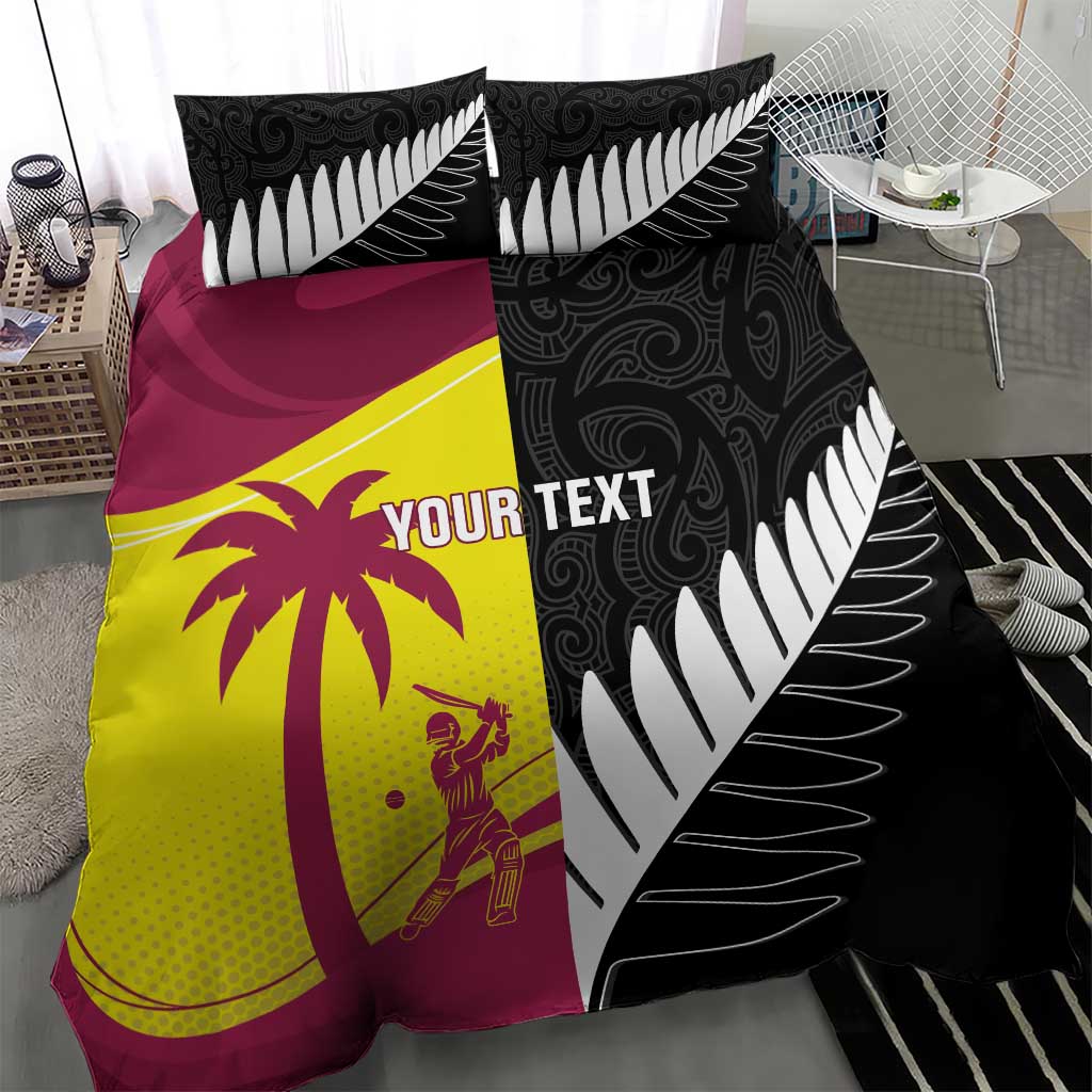 New Zealand and West Indies Cricket Custom Bedding Set Black Cap Windies Together - Polynesian Pride