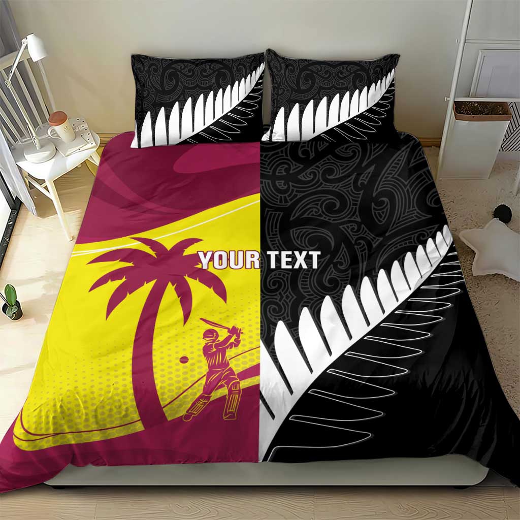 New Zealand and West Indies Cricket Custom Bedding Set Black Cap Windies Together - Polynesian Pride