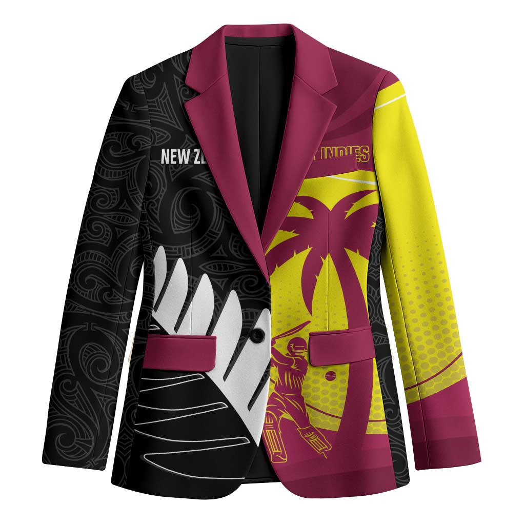 New Zealand and West Indies Cricket Custom Blazer Black Cap Windies Together - Polynesian Pride