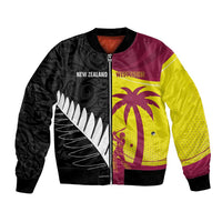 New Zealand and West Indies Cricket Custom Bomber Jacket Black Cap Windies Together - Polynesian Pride