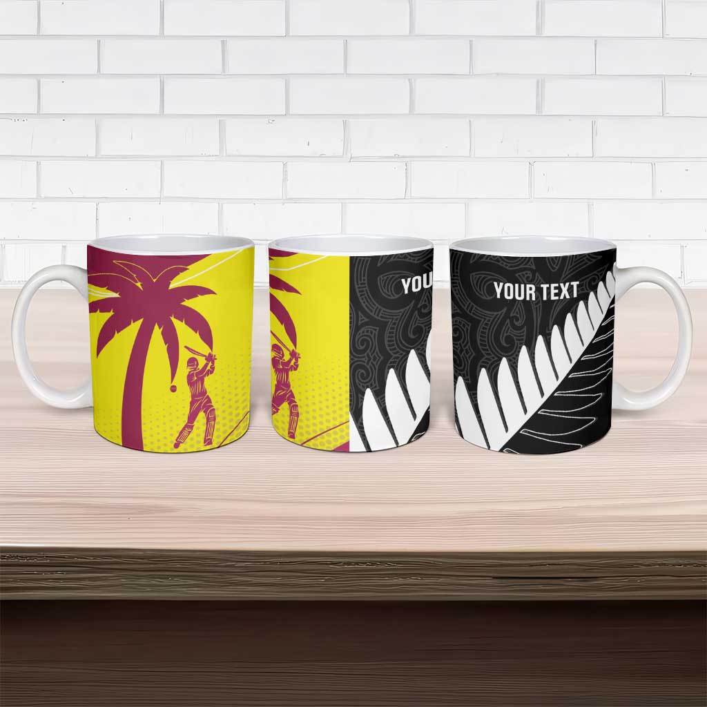New Zealand and West Indies Cricket Custom Ceramic Mug Black Cap Windies Together - Polynesian Pride