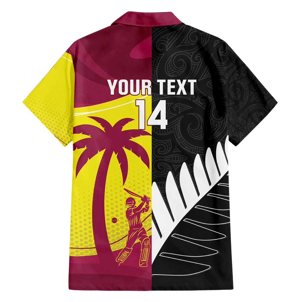 New Zealand and West Indies Cricket Custom Family Matching Long Sleeve Bodycon Dress and Hawaiian Shirt Black Cap Windies Together - Polynesian Pride
