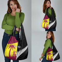 New Zealand and West Indies Cricket Custom Grocery Bag Black Cap Windies Together - Polynesian Pride