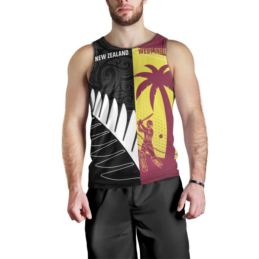 New Zealand and West Indies Cricket Custom Men Tank Top Black Cap Windies Together - Polynesian Pride
