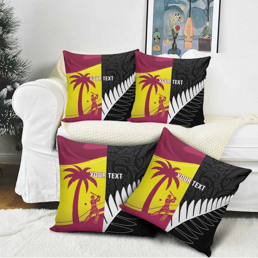 New Zealand and West Indies Cricket Custom Pillow Cover Black Cap Windies Together - Polynesian Pride