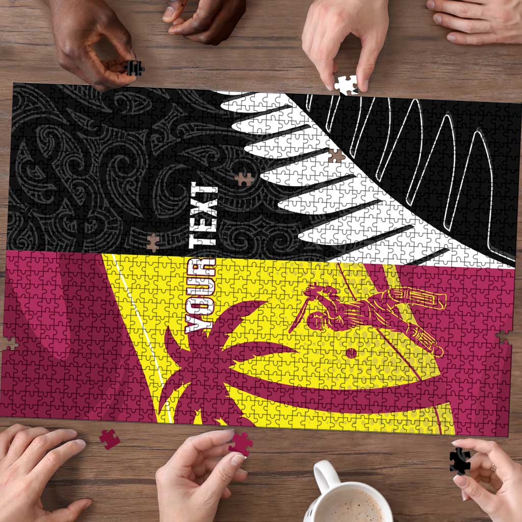 New Zealand and West Indies Cricket Custom Puzzle Black Cap Windies Together - Polynesian Pride