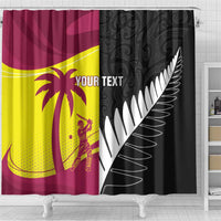 New Zealand and West Indies Cricket Custom Shower Curtain Black Cap Windies Together - Polynesian Pride