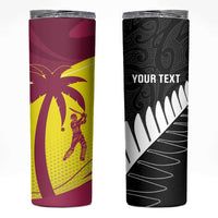 New Zealand and West Indies Cricket Custom Skinny Tumbler Black Cap Windies Together - Polynesian Pride