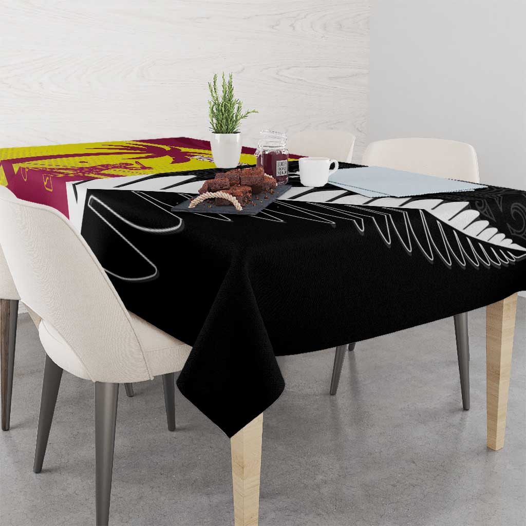 New Zealand and West Indies Cricket Custom Tablecloth Black Cap Windies Together - Polynesian Pride