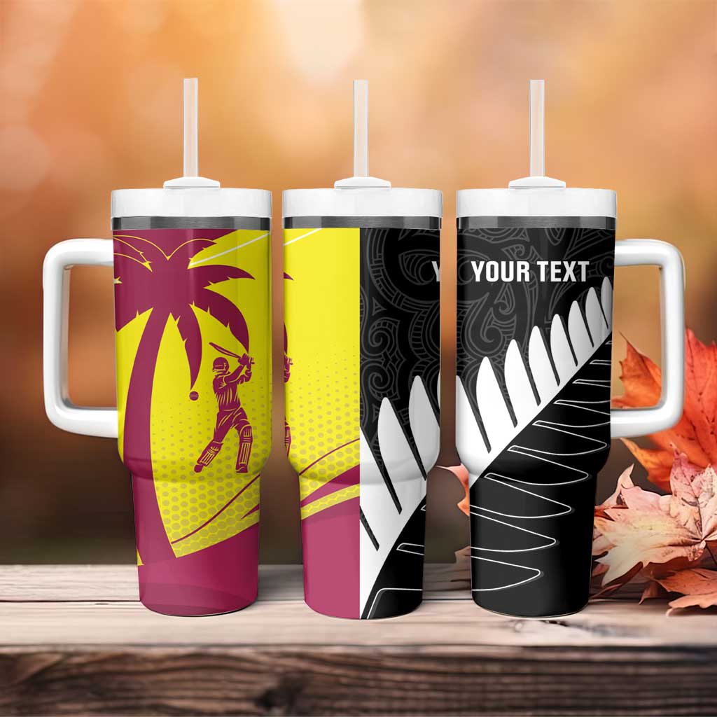 New Zealand and West Indies Cricket Custom Tumbler With Handle Black Cap Windies Together - Polynesian Pride