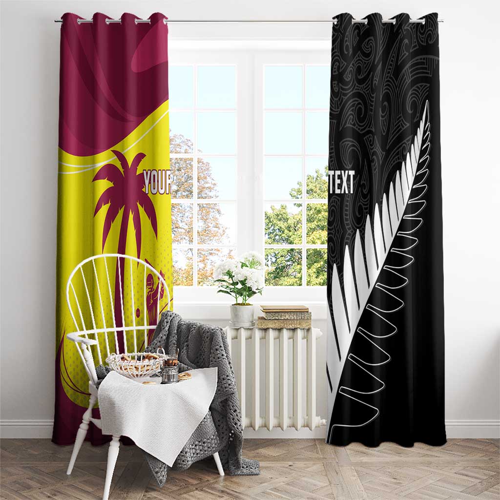 New Zealand and West Indies Cricket Custom Window Curtain Black Cap Windies Together - Polynesian Pride