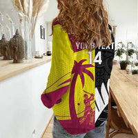 New Zealand and West Indies Cricket Custom Women Casual Shirt Black Cap Windies Together - Polynesian Pride