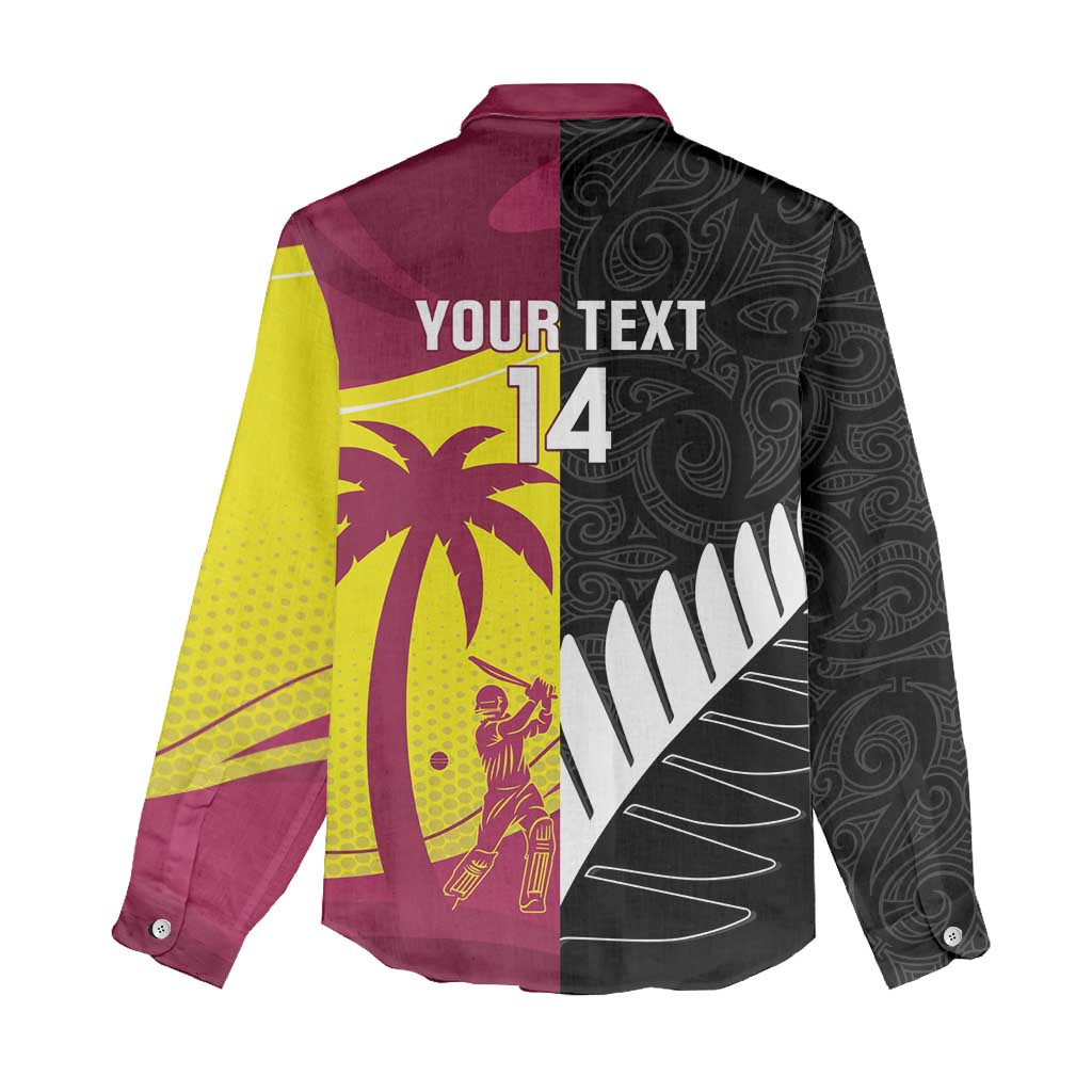 New Zealand and West Indies Cricket Custom Women Casual Shirt Black Cap Windies Together - Polynesian Pride