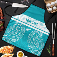 New Zealand Silver Fern Cricket Custom Apron Black Cap Teal Maori Pattern - Polynesian Pride